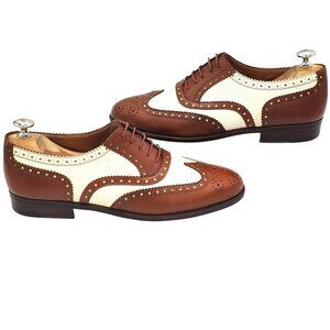 Italy Salvatore Ferragamo Men's size 8.5 Brown White Oxford wing tip Dress Shoes